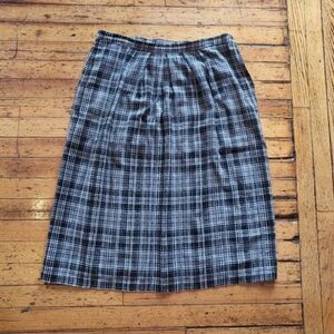 Leslie Fay Separates Vintage Plaid Midi Skirt Gray, Black and‎ White Size 16